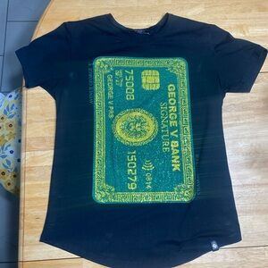 Avenue George V Paris Black Rhinestone Credit Card Shirt